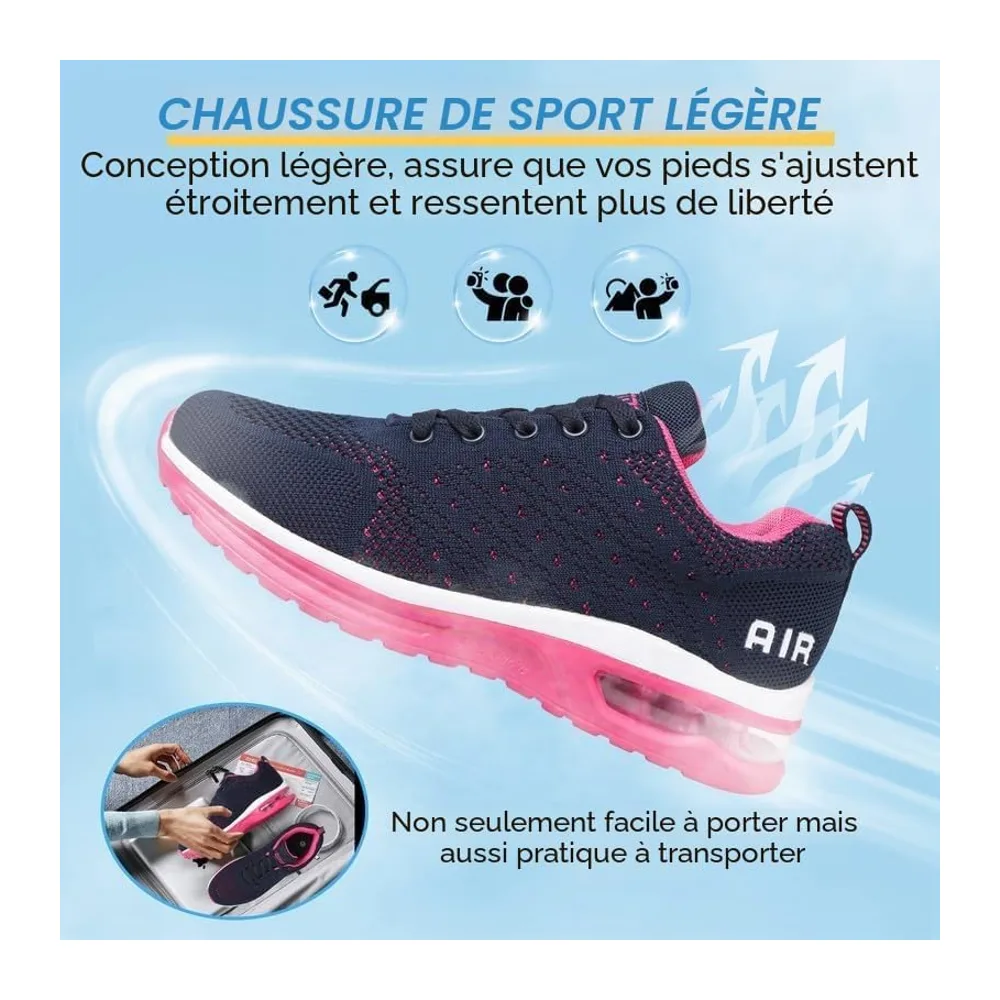 Basket Chaussures de Running Sneakers Basket de Marche à Coussin d'air Respirant — Bleu