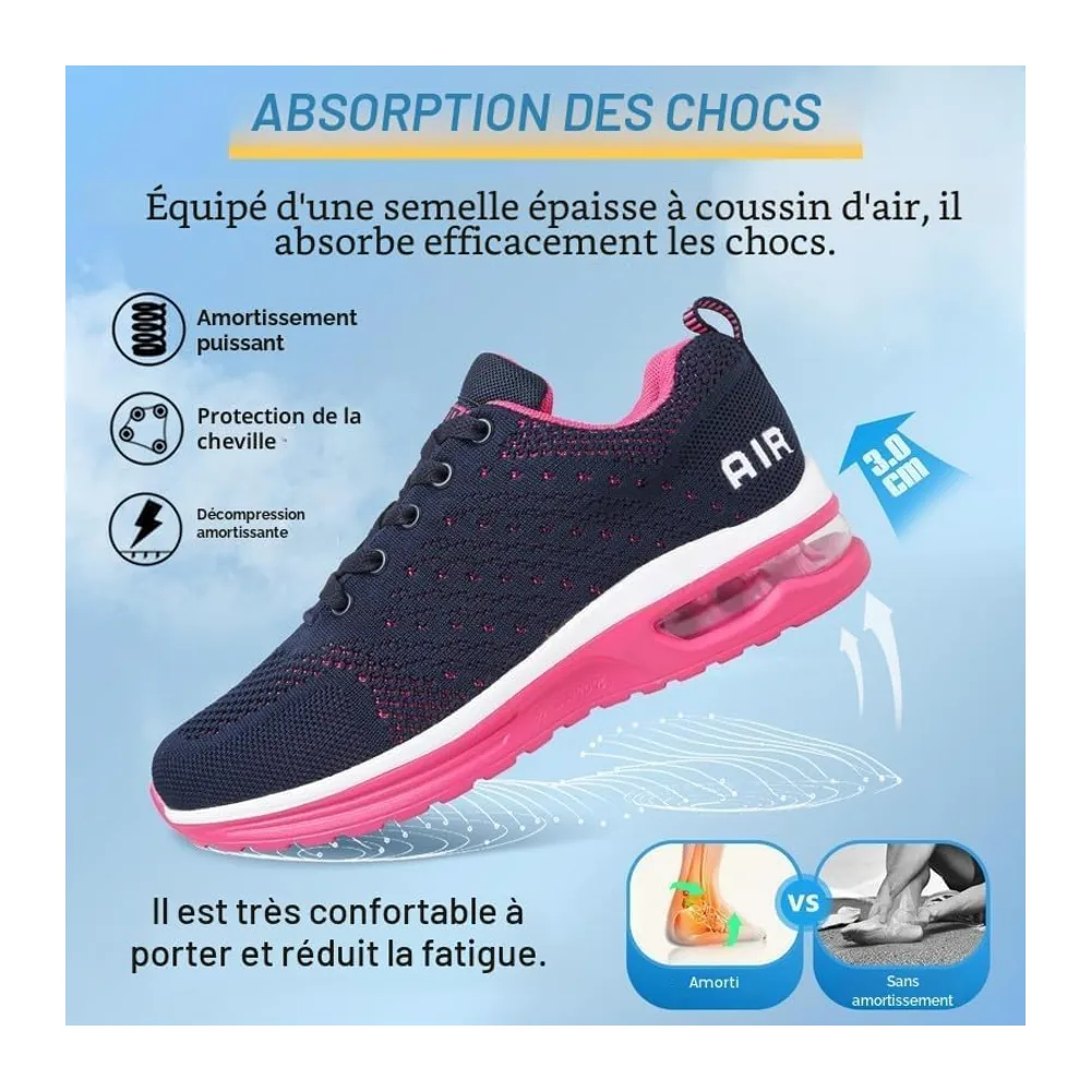 Basket Chaussures de Running Sneakers Basket de Marche à Coussin d'air Respirant — Bleu