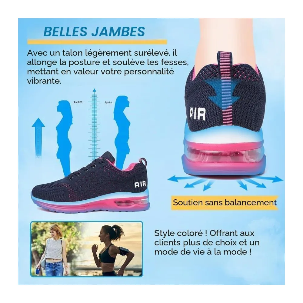 Basket Chaussures de Running Sneakers Basket de Marche à Coussin d'air Respirant — Bleu