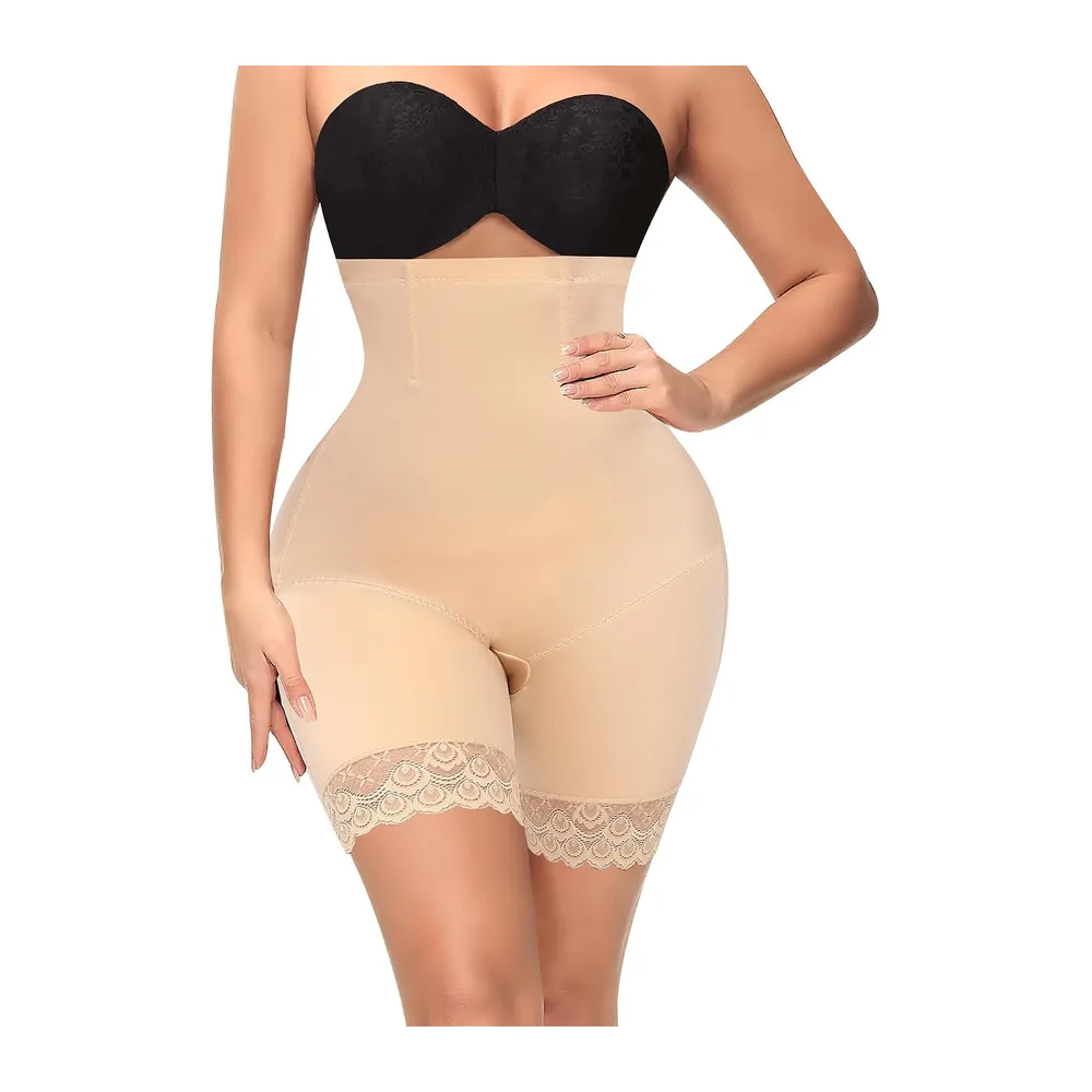 Panties Flat Stomach Invisible Shorts High Waist Slimming Panties Shapewear Panty — Beige