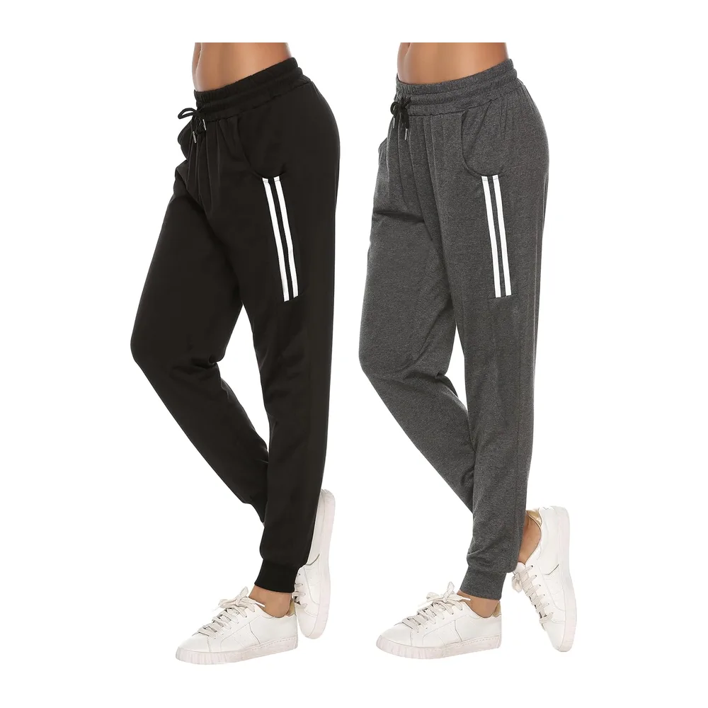 Pantalons de Sport Jogging Coton Pantalons de Survêtement Pantalon — Noir+gris Foncé