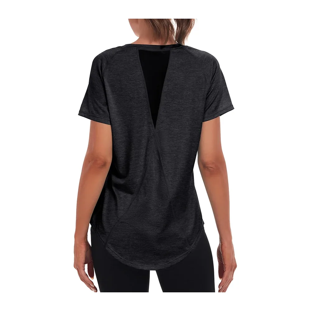 T-Shirts et Tops de Sport Manches Courtes, légèreté à Dossier Fonctionnel Sport — Noir