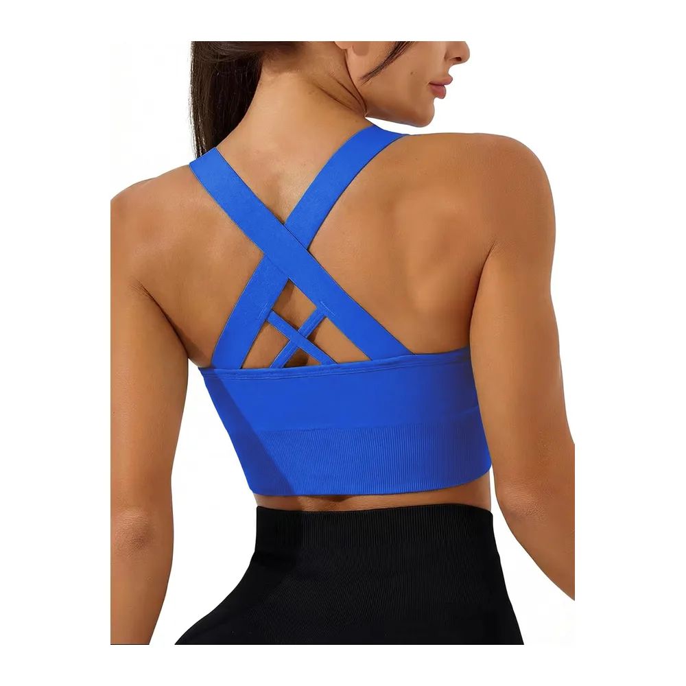 Brassière Sport sans Armature avec Coussinets Amovibles — Bleu Royal