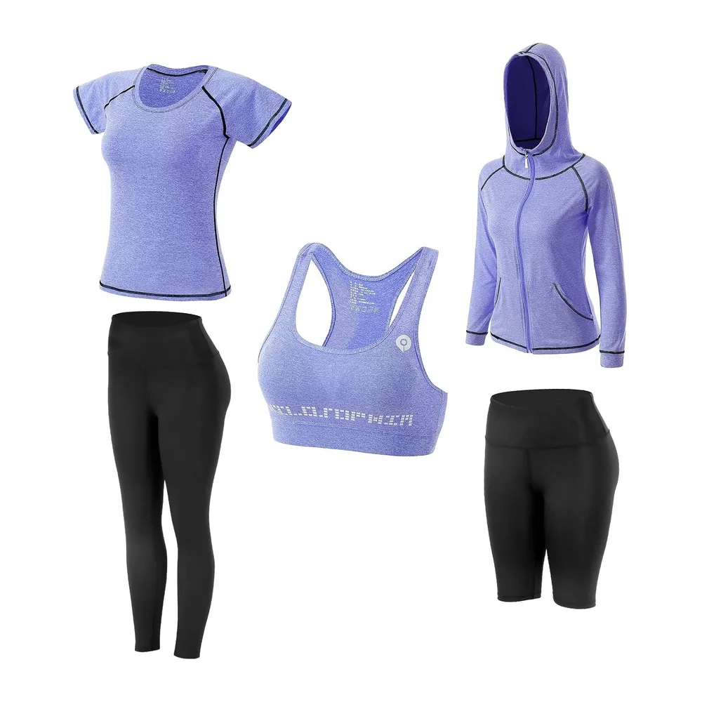 De Yoga Costumes Ensembles de Sport Gym Running à séchage Rapide Costumes — Violet 2