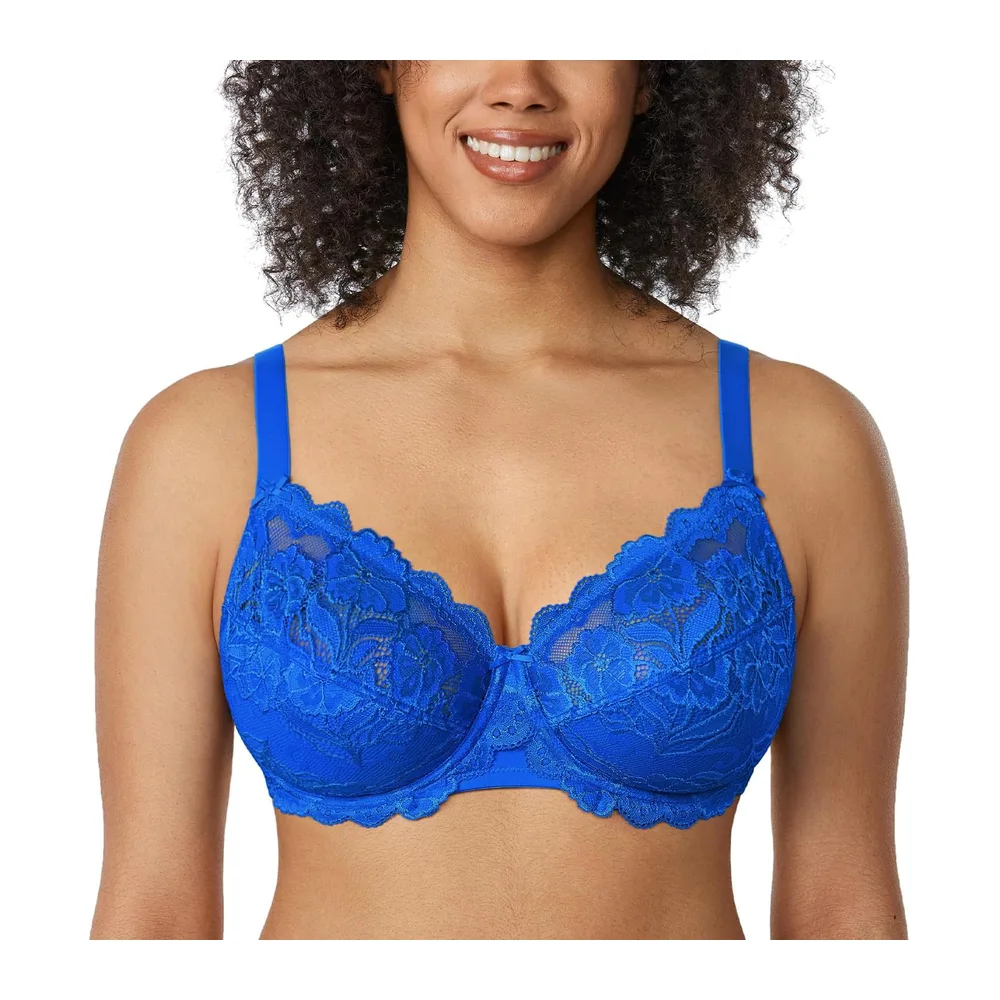 Soutien Gorge Grande Taille Dentelle — Bleu Étincelant