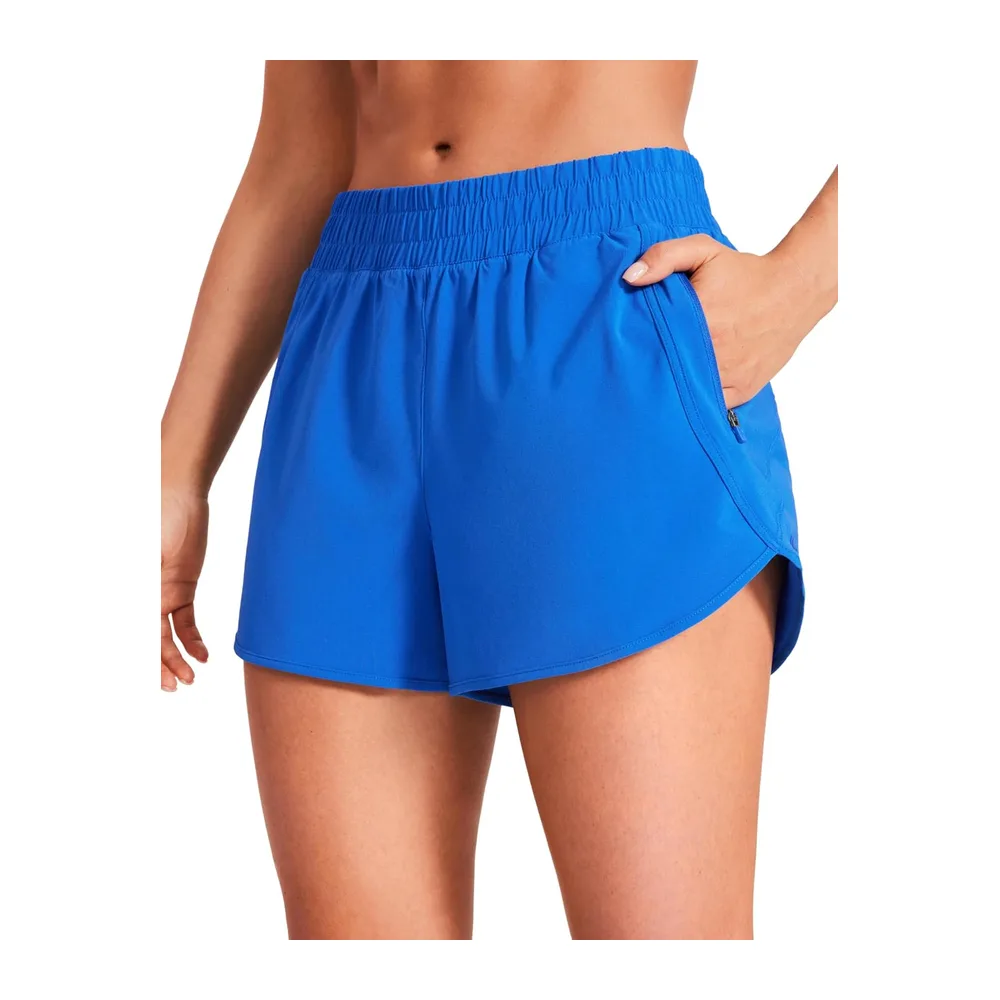 Shorts Fitness Dauphin Taille Haute — Bleu Étincelant