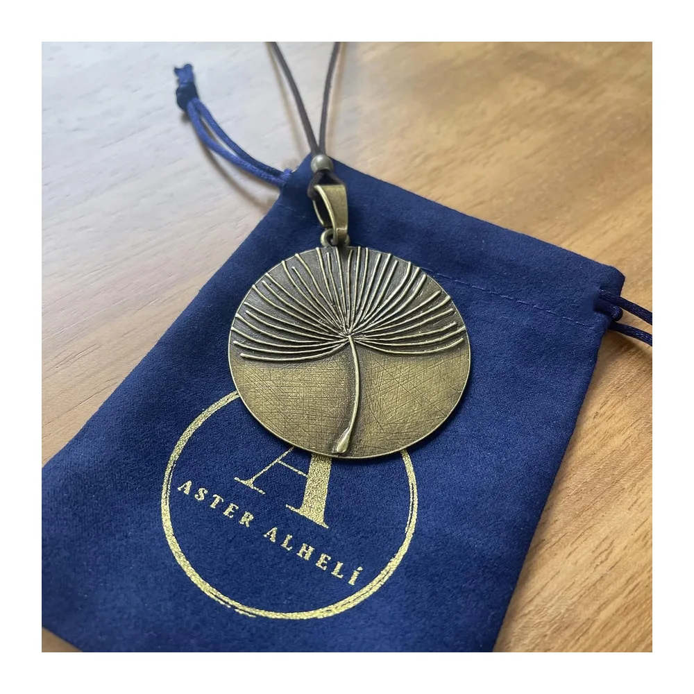 Collier Long Pendentif Pissenlit en Ton Bronze