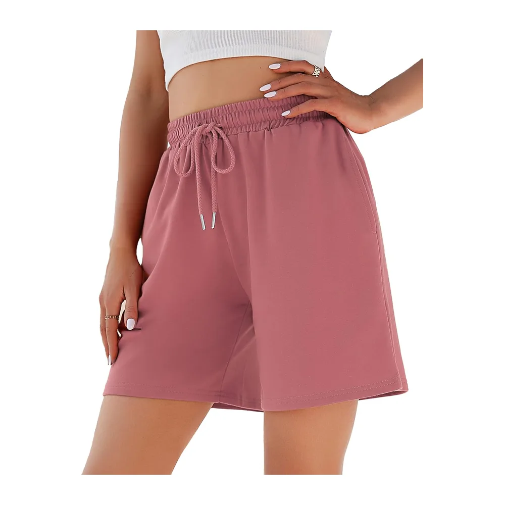 Short Sport Short de Sport Pantalon de Jogging Court Taille Haute Short de — Rose Foncé