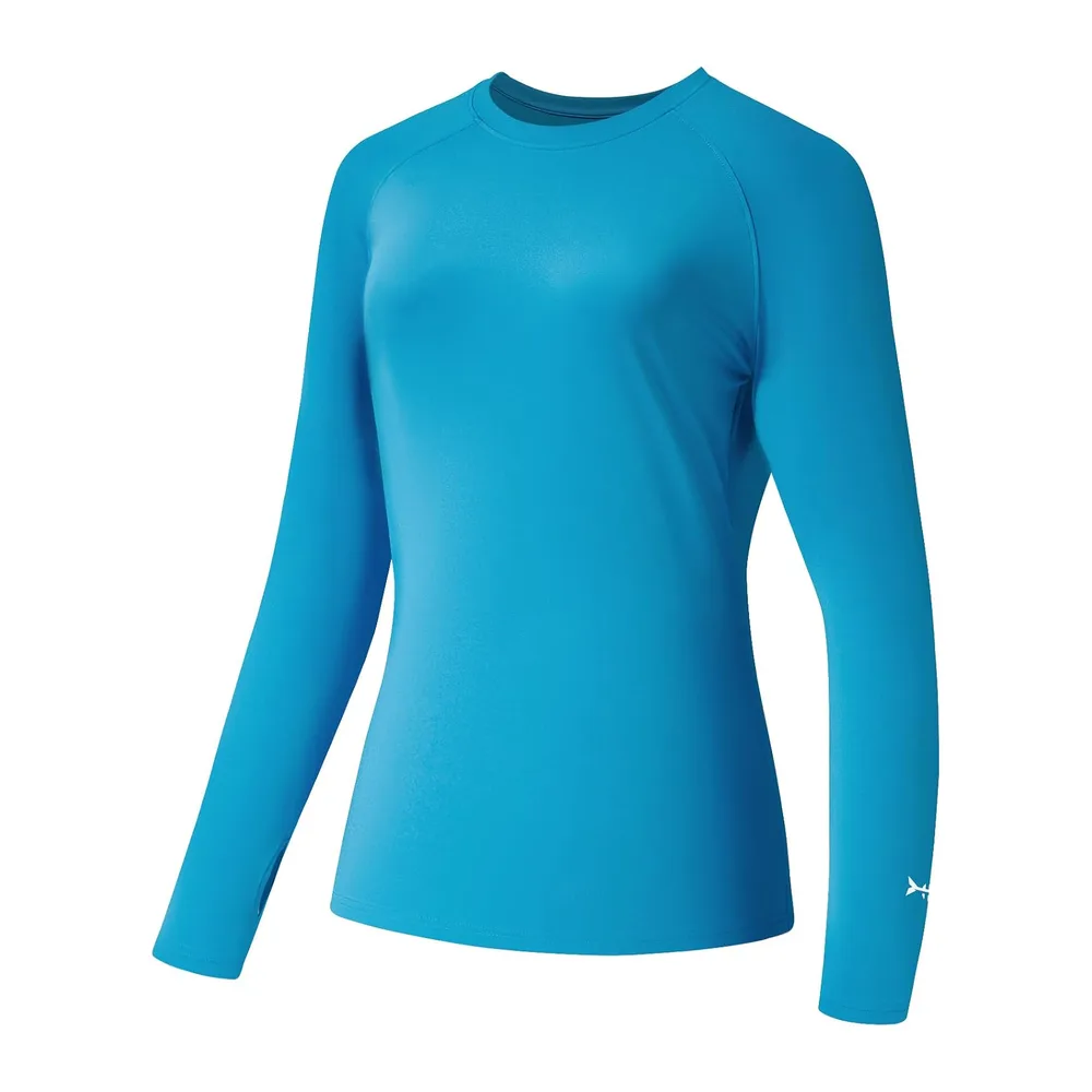 T-Shirt de Protection Solaire UV UPF 50+ à Manches Longues pour la pêche — Bleu Brillant