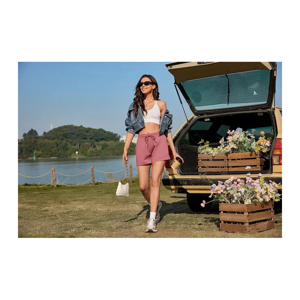 Sports Shorts Casual Pants with Pockets Short Summer Breathable and Comfortable — Rouge