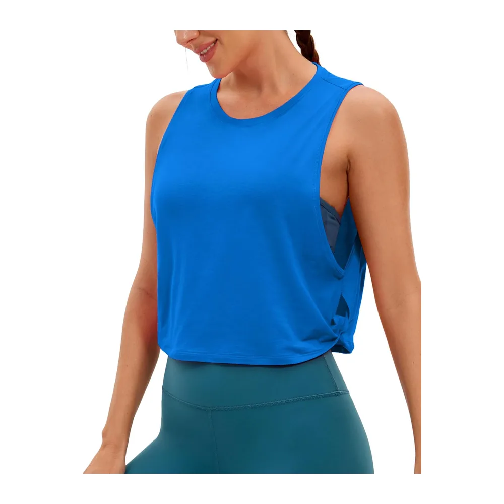 Coton Pima Débardeur Épaules Larges — Bleu Scintillant