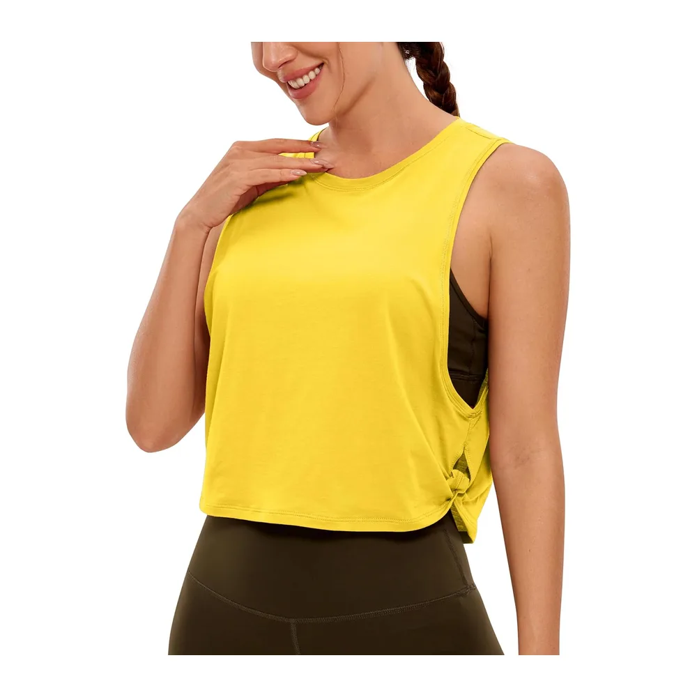 Coton Pima Débardeur Épaules Larges — Jaune Bien Visible