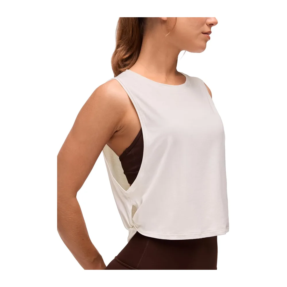 Coton Pima Débardeur Épaules Larges — Abricot Blanc