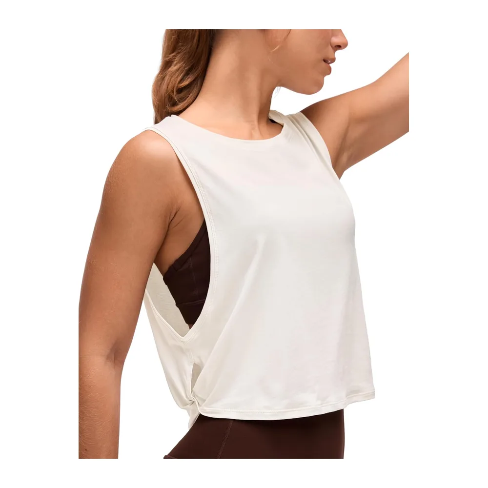 Coton Pima Débardeur Épaules Larges — Blanc Laiteux
