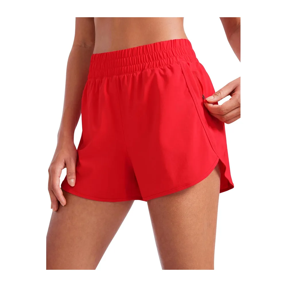 Shorts Fitness Dauphin Taille Haute — Rouge Profond