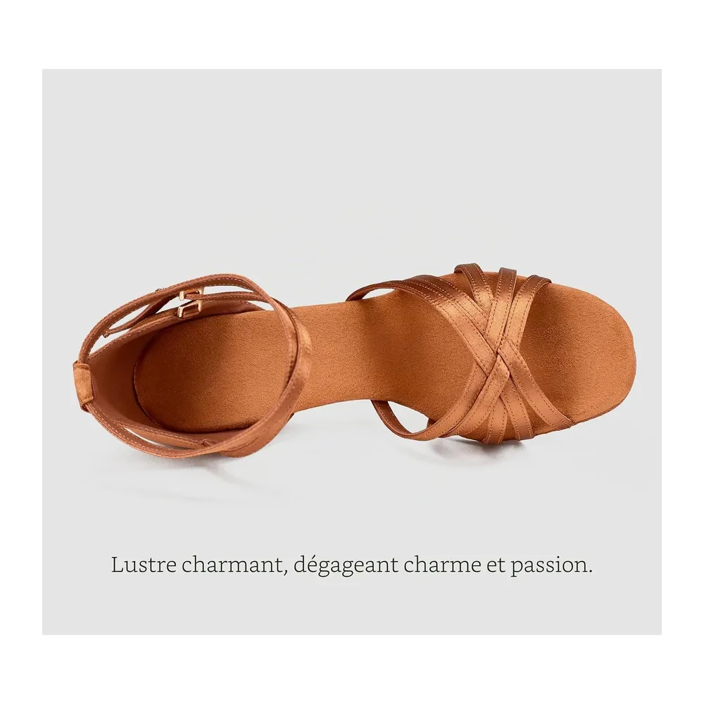 Chaussures a Talons Hauts de Danse Latine Sandales pour — Marron 5cm