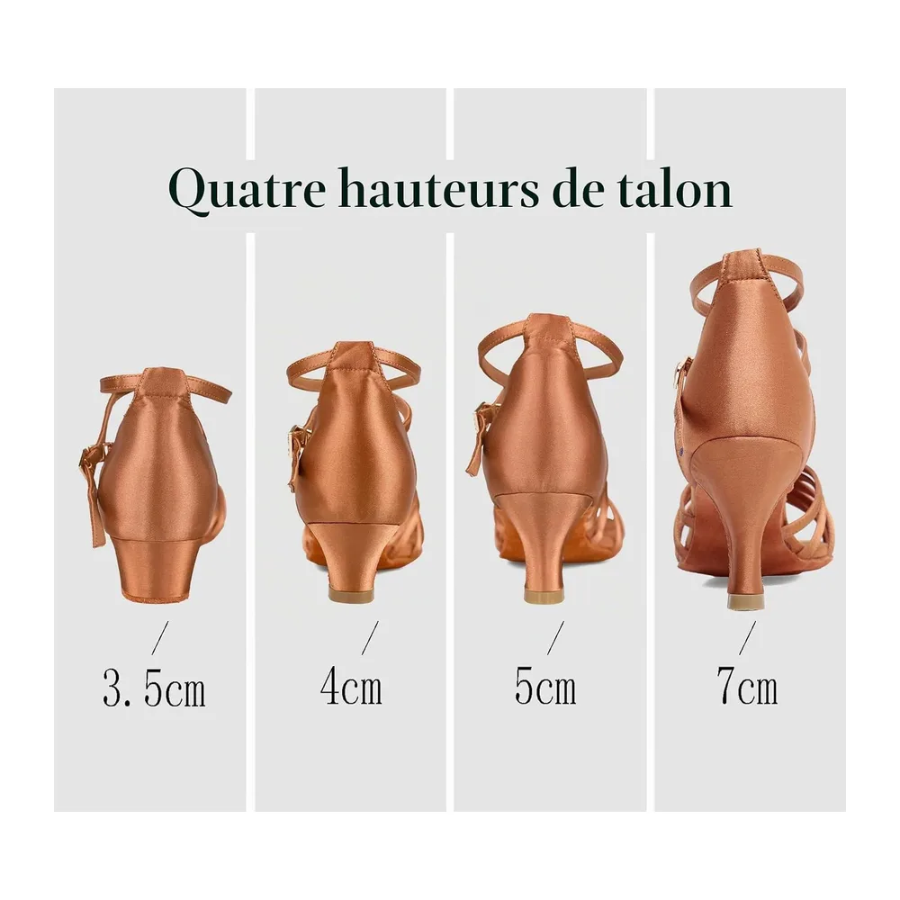 Chaussures a Talons Hauts de Danse Latine Sandales pour — Marron 5cm