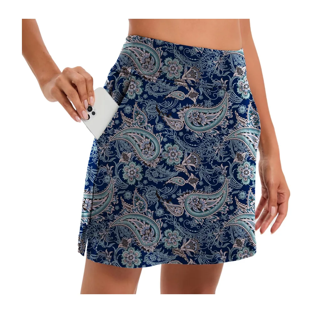 Tennis Skirt with Shorts Short with Pockets Golf Hiking Running Cycling — Pétales Bleues.
