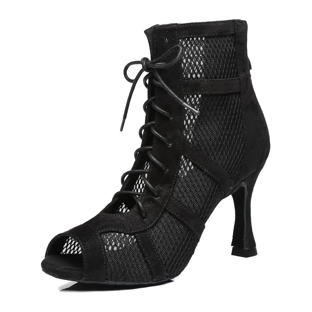 Summer Party Prom Formal Sandals Open Toe Dance Ankle Boots — L446 Noir 9cm Talon