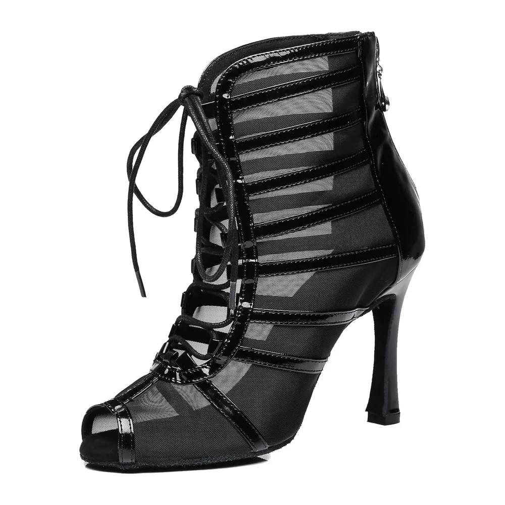 Summer Party Prom Formal Sandals Open Toe Dance Ankle Boots — L447 Noir 10cm Talon