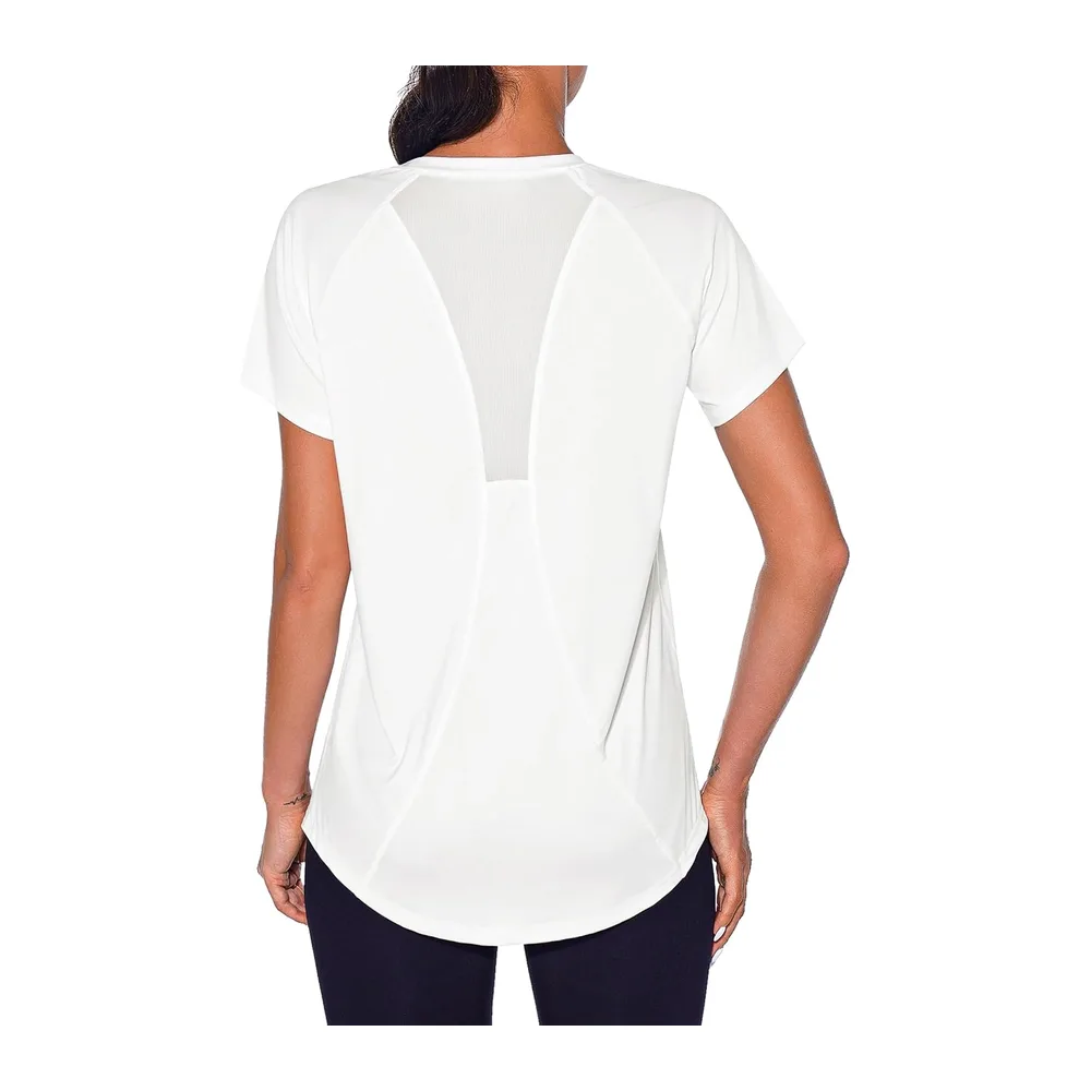 Tee Shirt Sport Col V Manches Courtes Séchage Rapide — Blanc