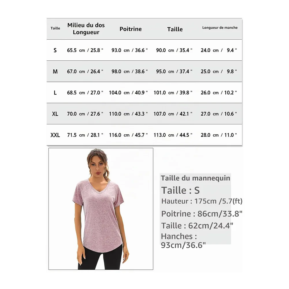 Tee Shirt Sport Col V Manches Courtes Séchage Rapide — Magenta