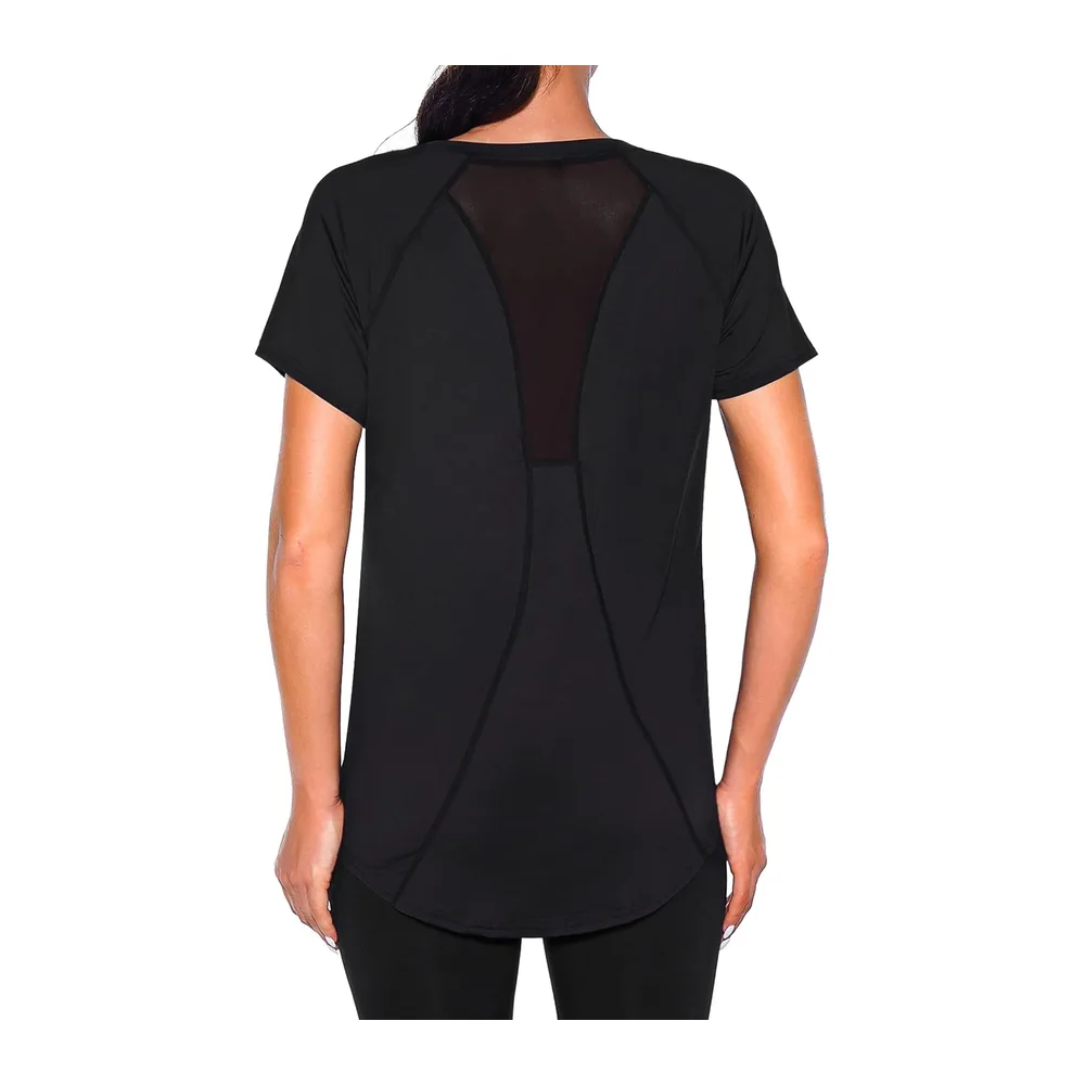 Tee Shirt Sport Col V Manches Courtes Séchage Rapide — Noir Foncé