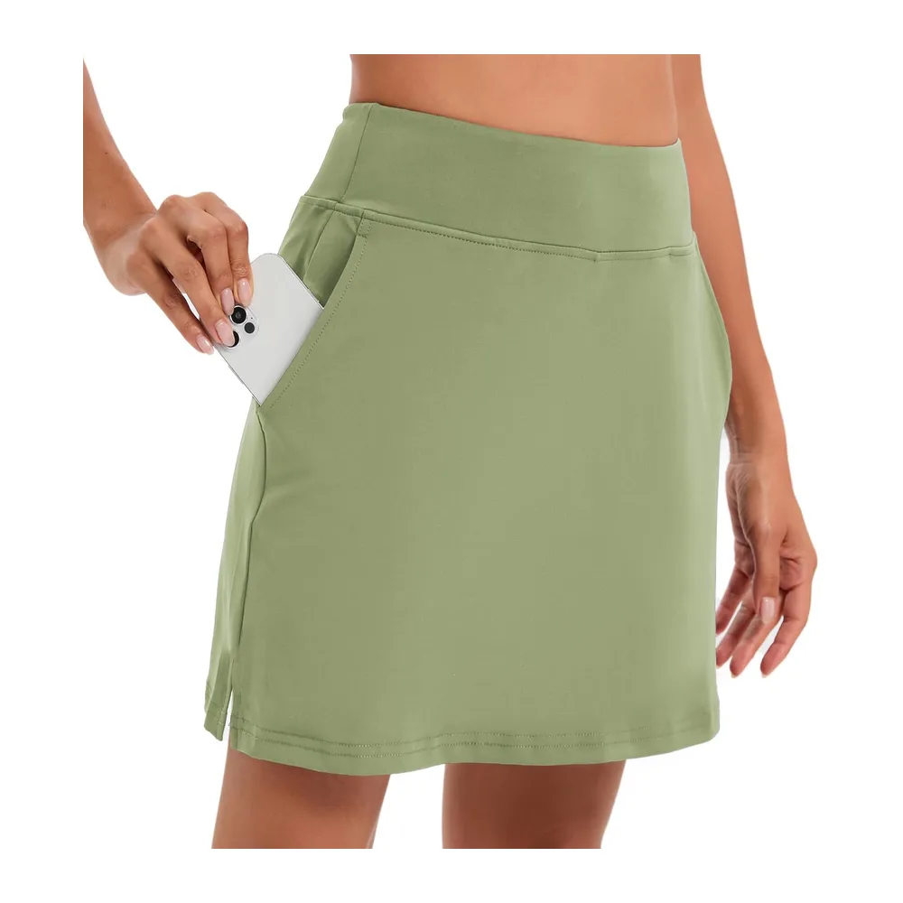 Tennis Skirt with Shorts Short with Pockets Golf Hiking Running Cycling — Vert