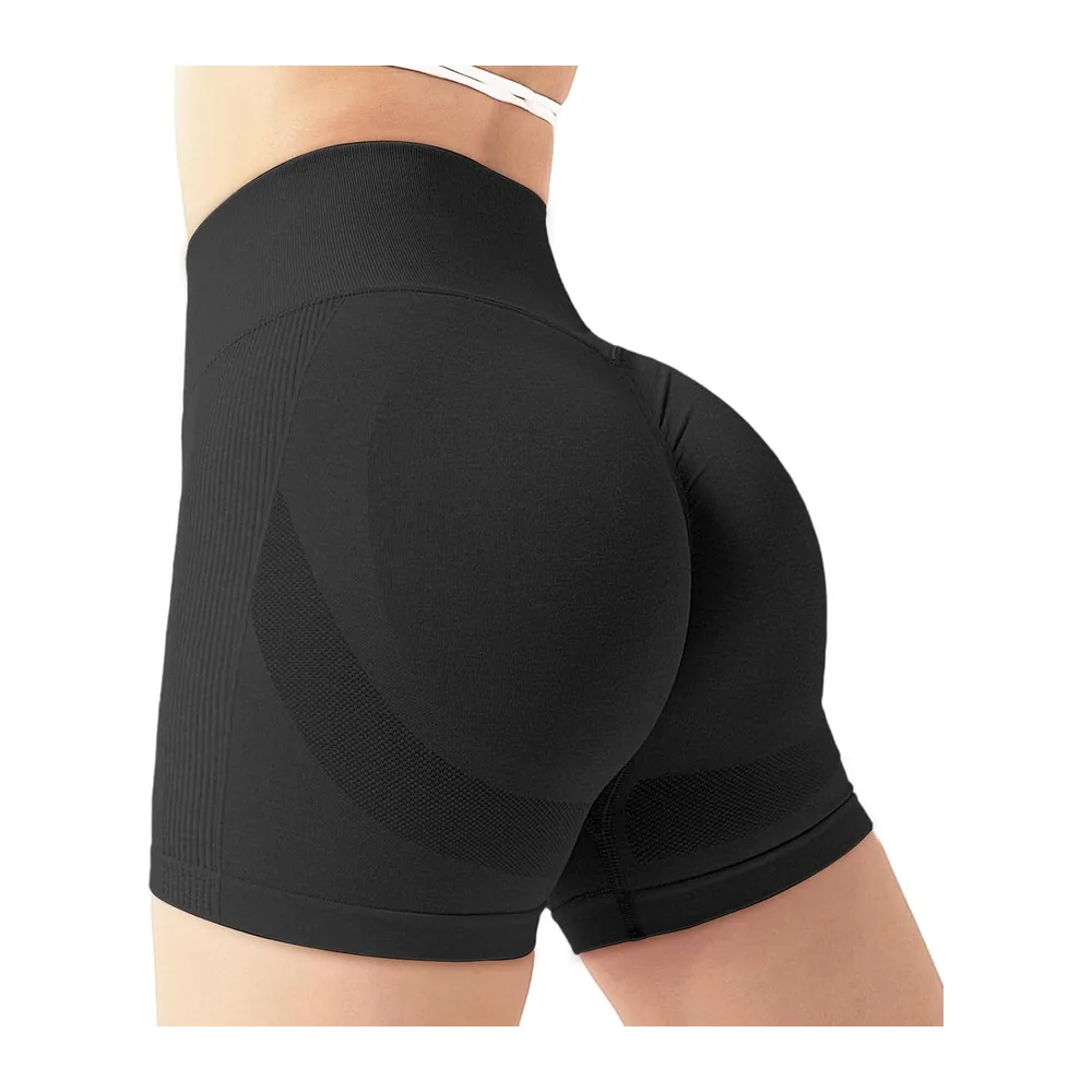 Sports Shorts Push Up Scrunch Butt Leggings Short High Waist Opaque Shorts Seamless — Noir