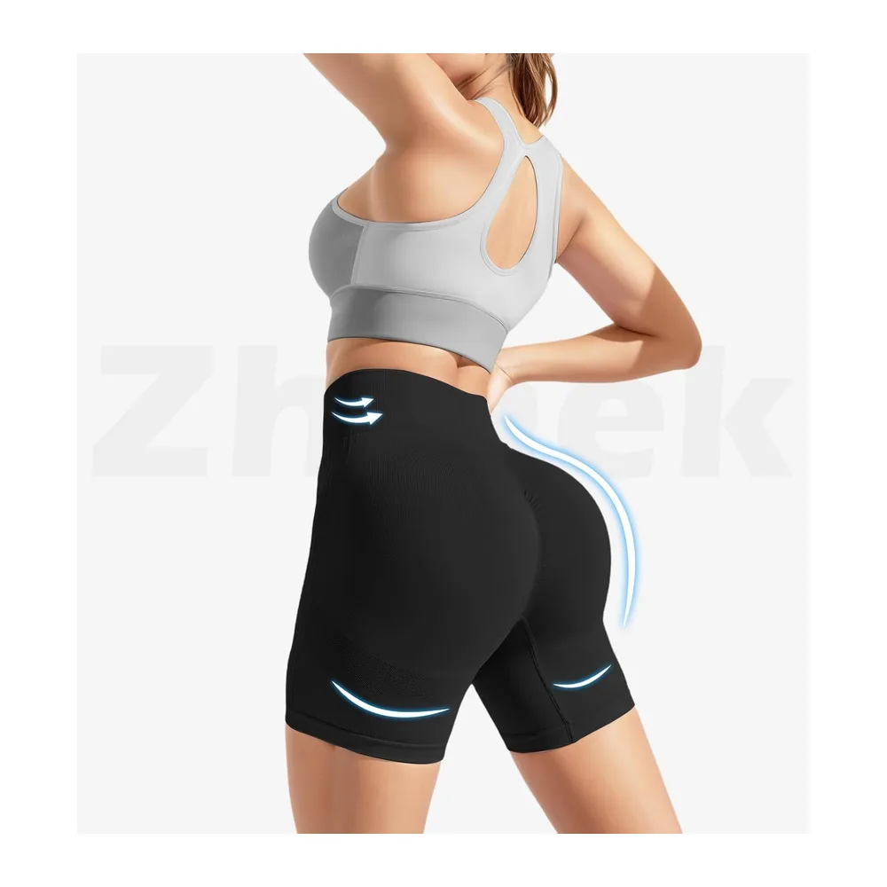 Sports Shorts Push Up Scrunch Butt Leggings Short High Waist Opaque Shorts Seamless — Noir