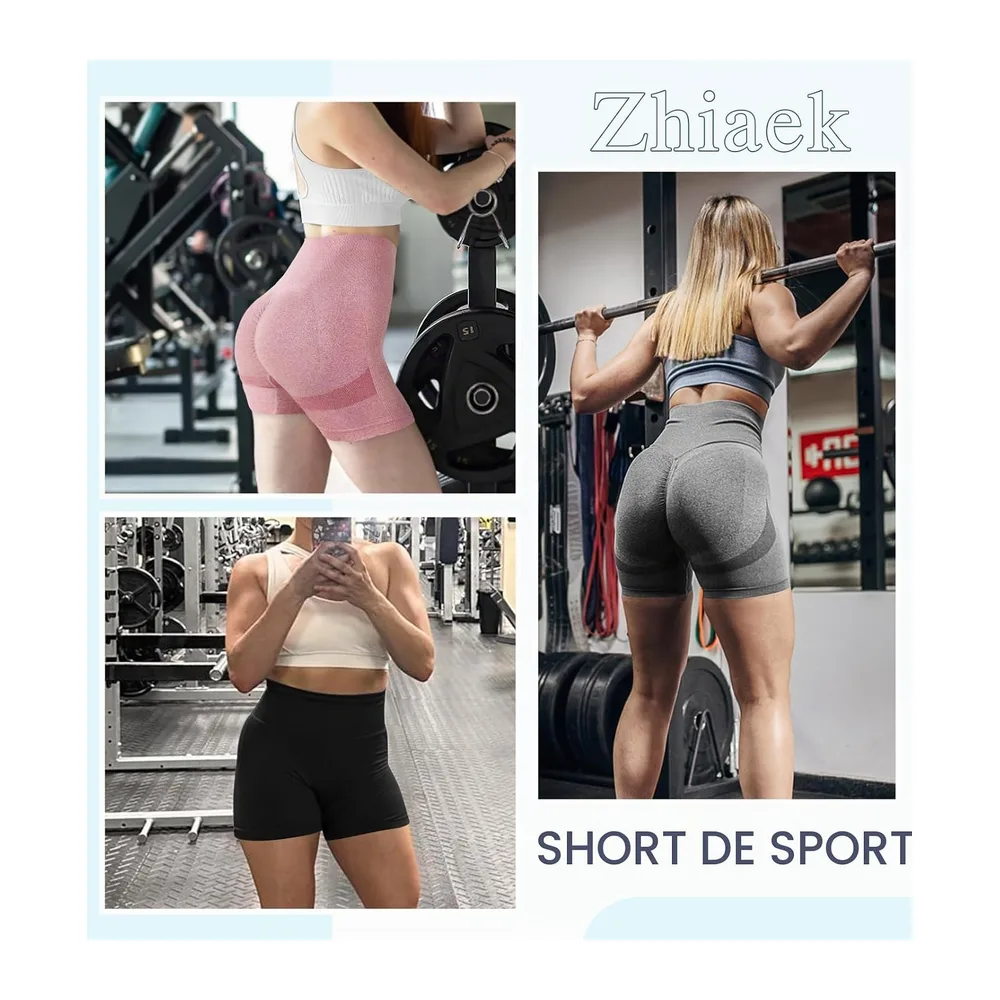 Sports Shorts Push Up Scrunch Butt Leggings Short High Waist Opaque Shorts Seamless — Noir