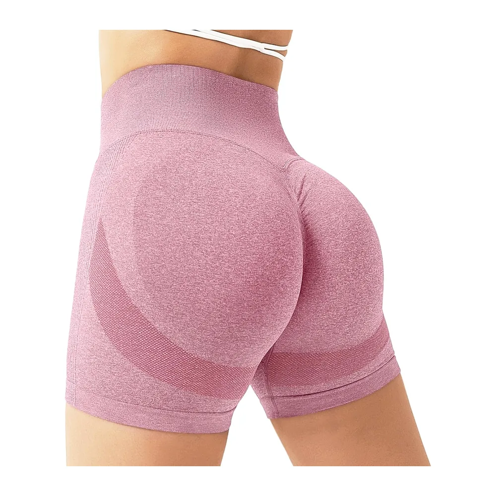 Sports Shorts Push Up Scrunch Butt Leggings Short High Waist Opaque Shorts Seamless — Rose