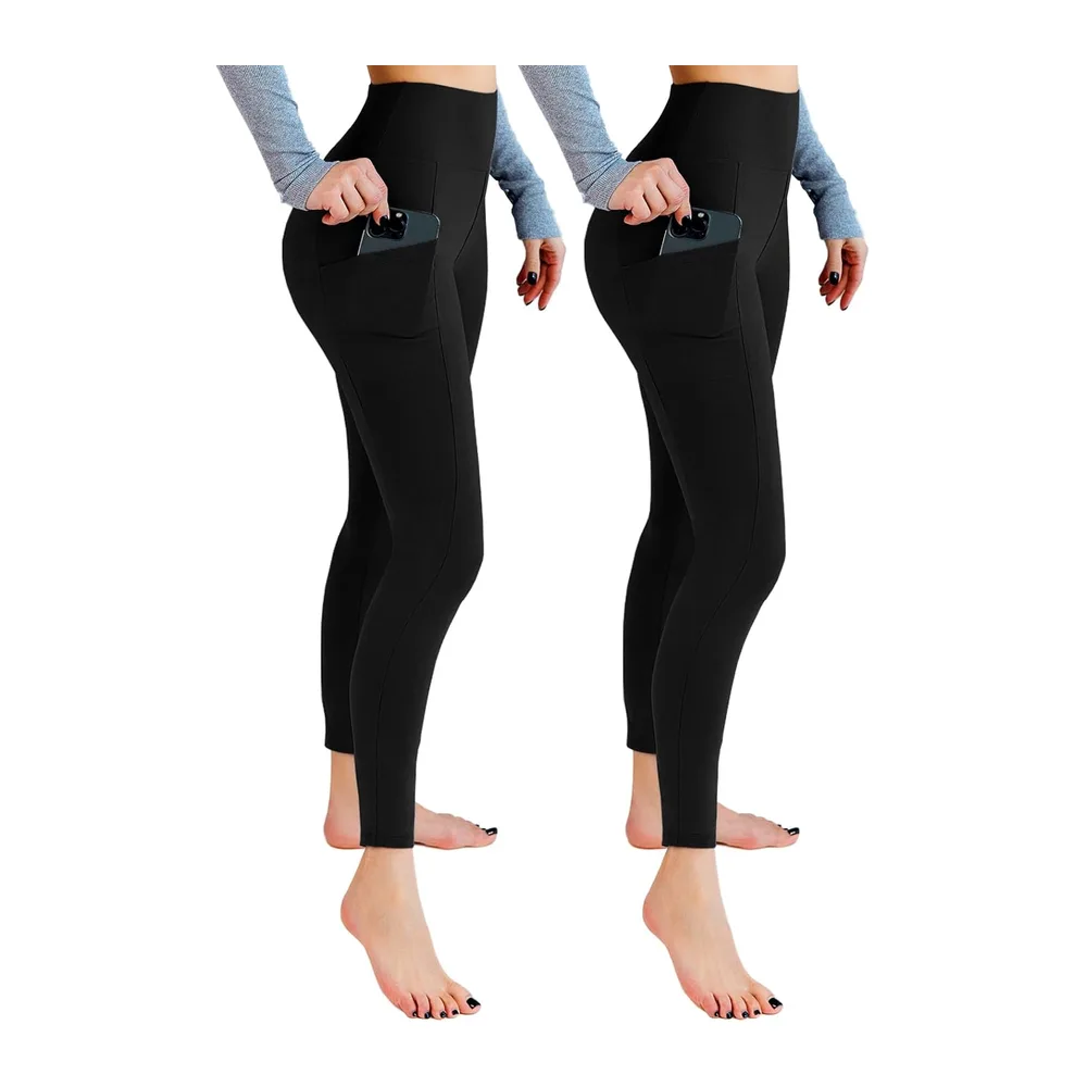Leggings de sport opaques taille haute avec poches pour entraînement, sport, yoga — Noir