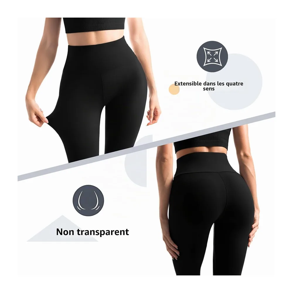 Leggings de sport opaques taille haute avec poches pour entraînement, sport, yoga — Noir