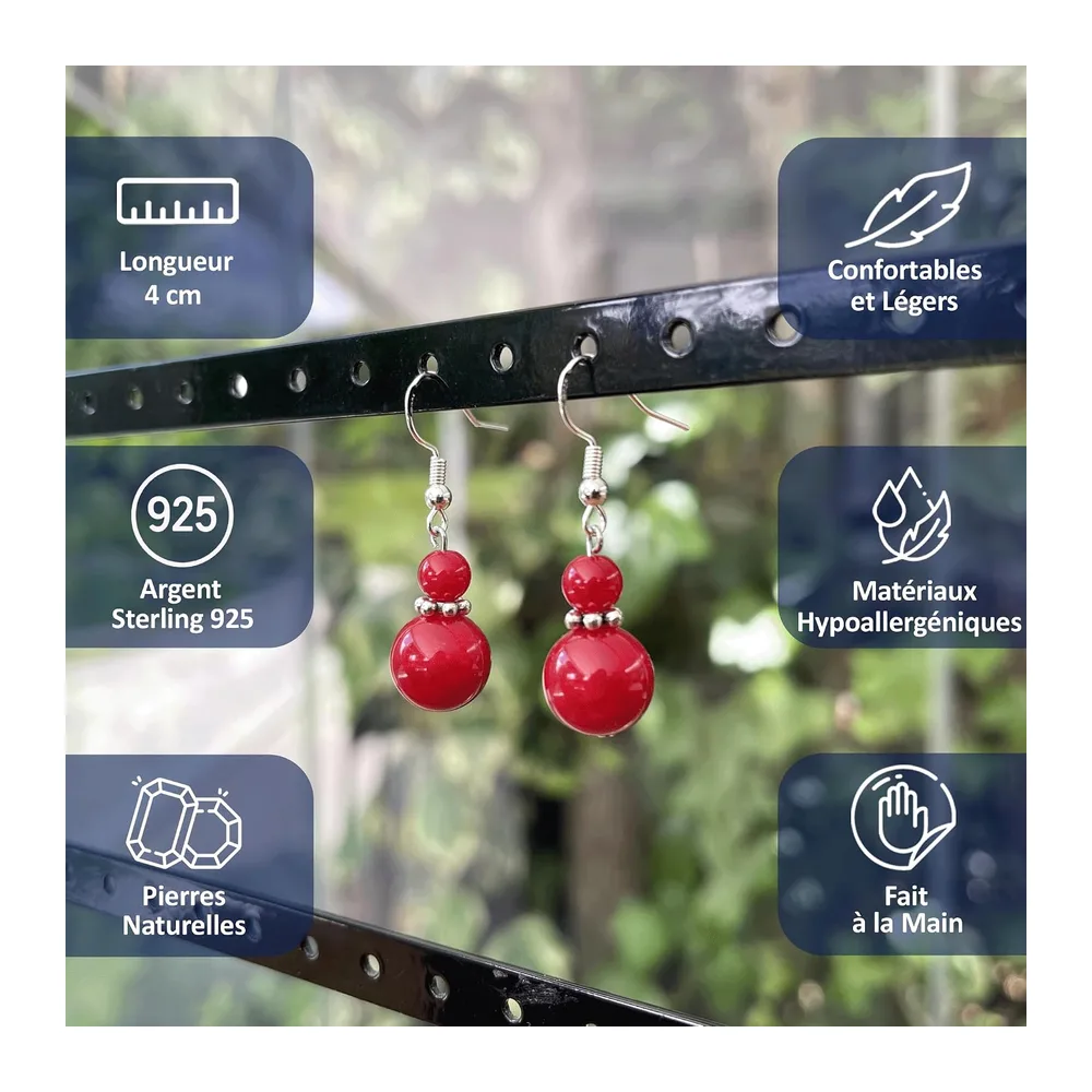 Boucles d’Oreilles Argent 925 avec Jade Coloré