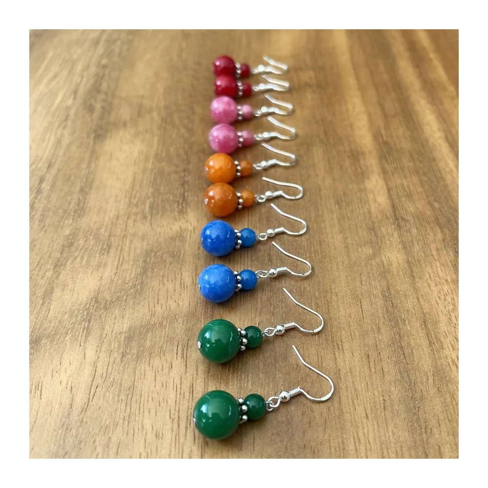 Boucles d’Oreilles Argent 925 avec Jade Coloré