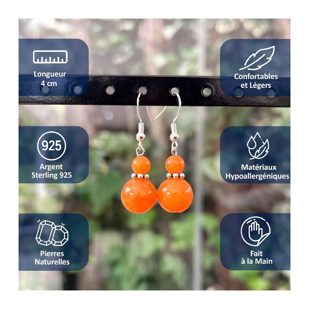 Boucles d’Oreilles Argent 925 avec Jade Coloré
