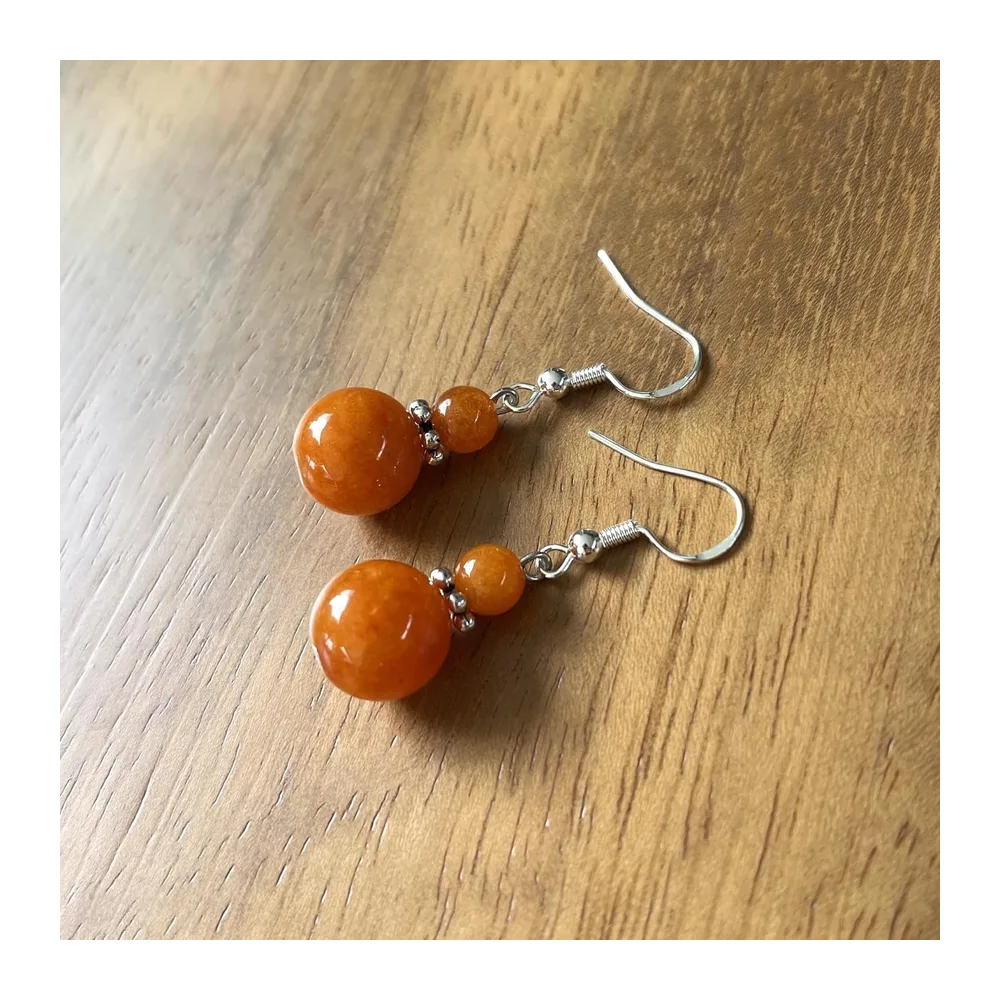 Boucles d’Oreilles Argent 925 avec Jade Coloré