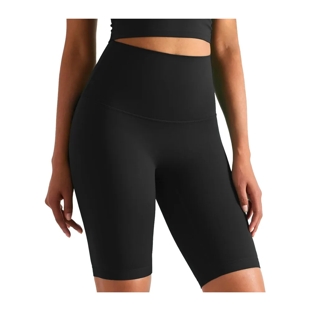 Sports Shorts High Waist Cycling Leggings Anti Friction Thigh Shorts Running Knee — Noir