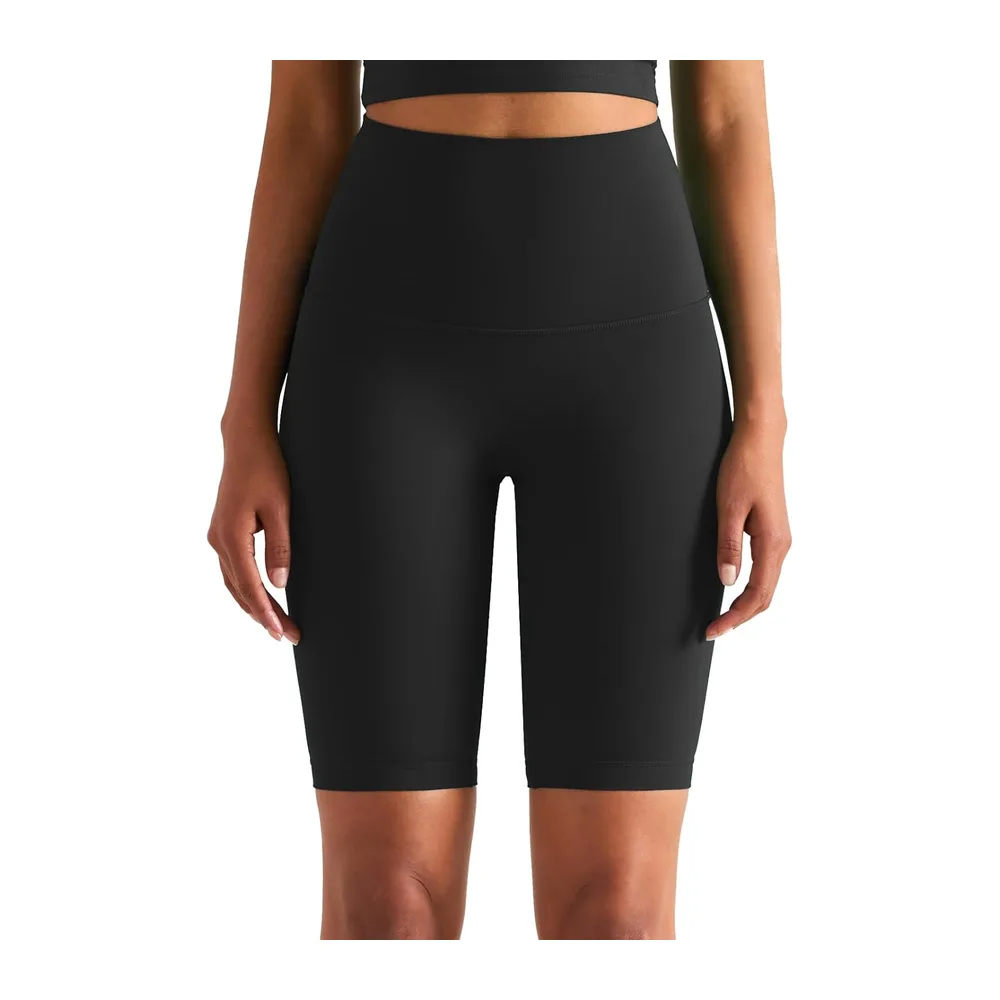 Sports Shorts High Waist Cycling Leggings Anti Friction Thigh Shorts Running Knee — Noir