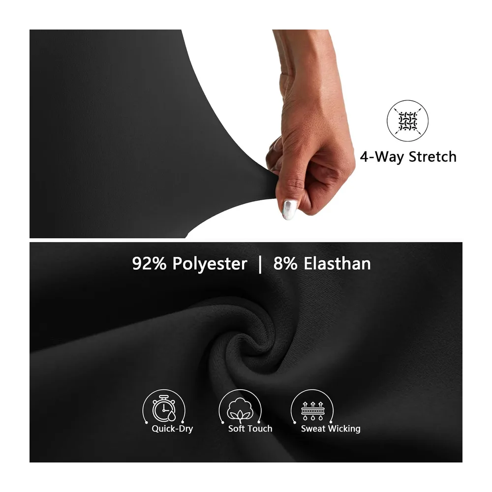 Sports Shorts High Waist Cycling Leggings Anti Friction Thigh Shorts Running Knee — Noir