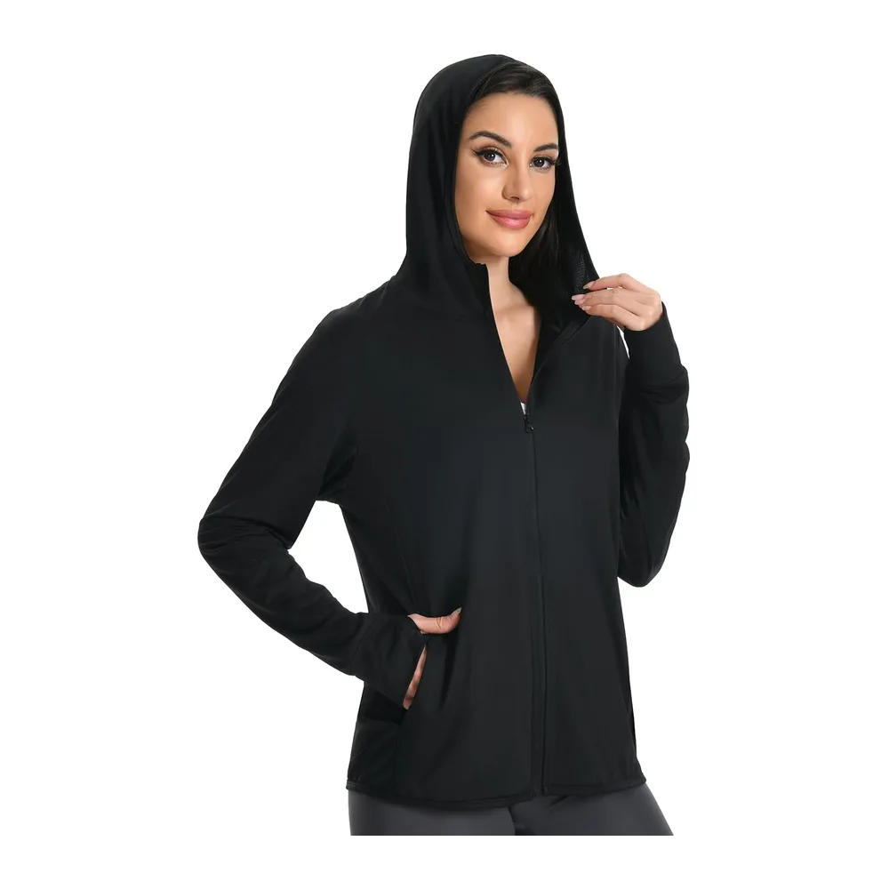 Veste Anti UV, Légère Sun Hoodie, Protection Solaire UPF50+ — Noir