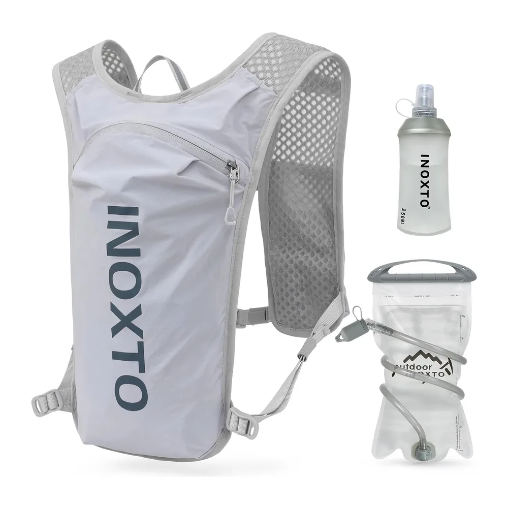 INOXTO Sac d'hydratation léger 5L,adapté à la randonnée — Gris Clair Sac à Eau de 1,5 L
