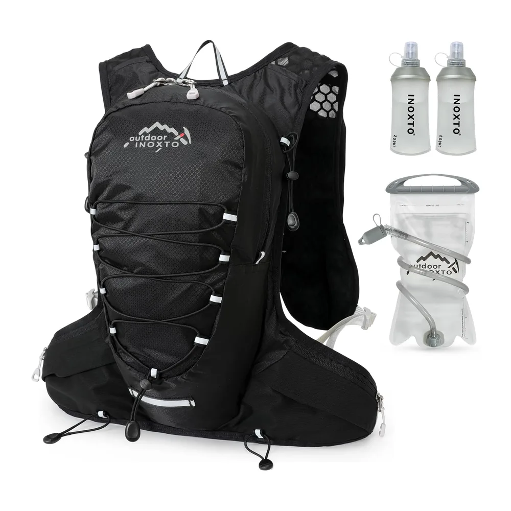 INOXTO Sac d'hydratation léger 5L,adapté à la randonnée en — Noir Sac à eau de 1,5 L