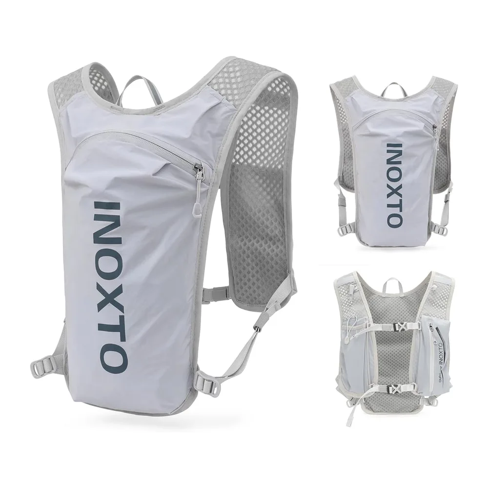 INOXTO Sac d'hydratation léger 5L,adapté à la randonnée en Plein air,Marathon — Gris Clair