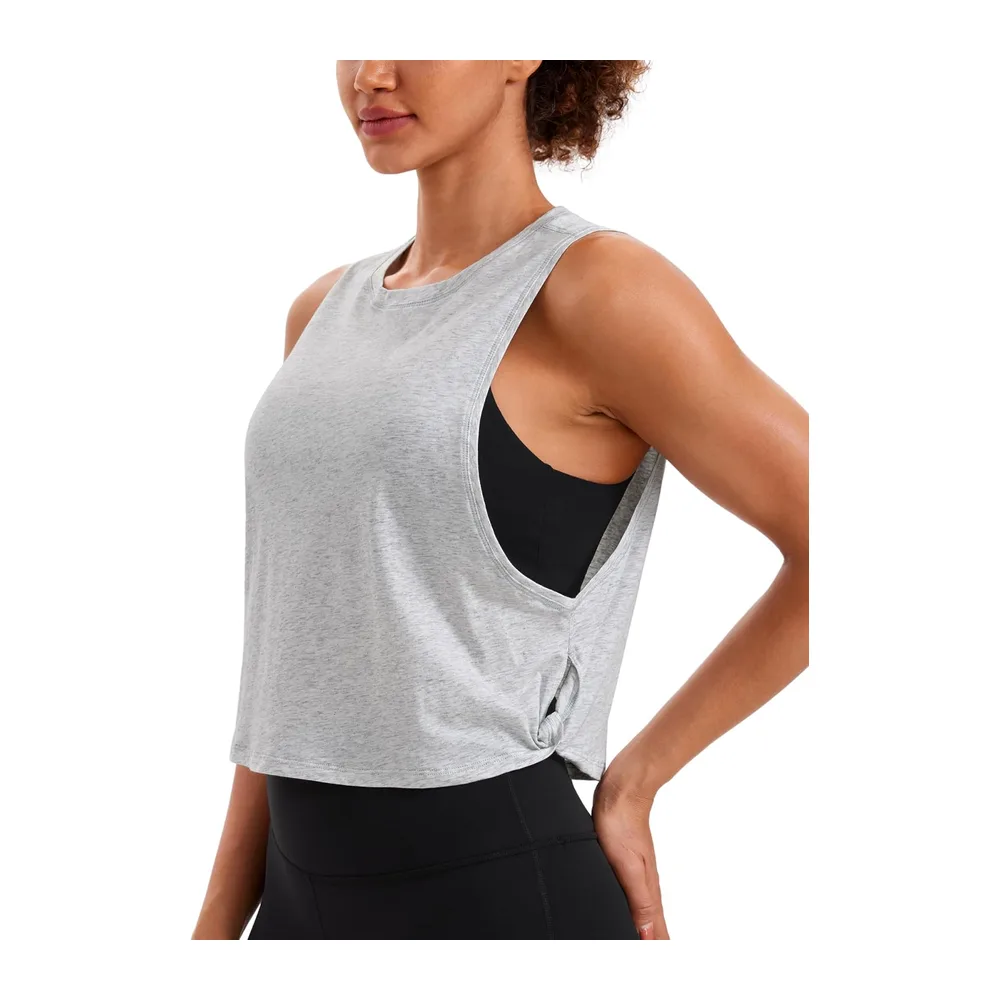 Coton Pima Débardeur Épaules Larges — Gris Clair Chaud