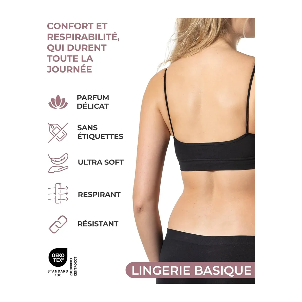 Soutien Gorge sans Armature Épaules Étroites — Blanc Noir Naturel