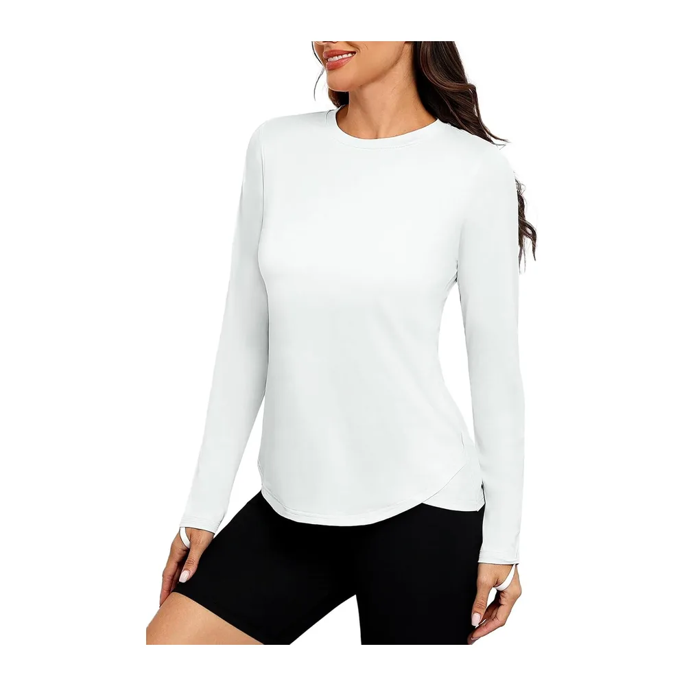 Sports Shirt Sun Protection UPF 50+ Quick Dry Sports T-Shirt Lightweight Running — Blanc