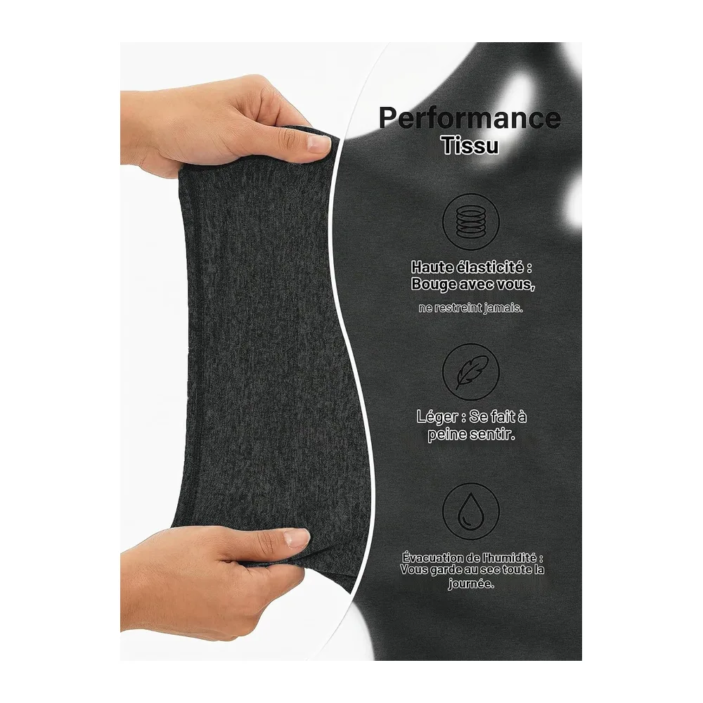 Débardeur de Sport Léger en Maille sans Manches T-Shirts à col Rond Yoga Shirt — Noir