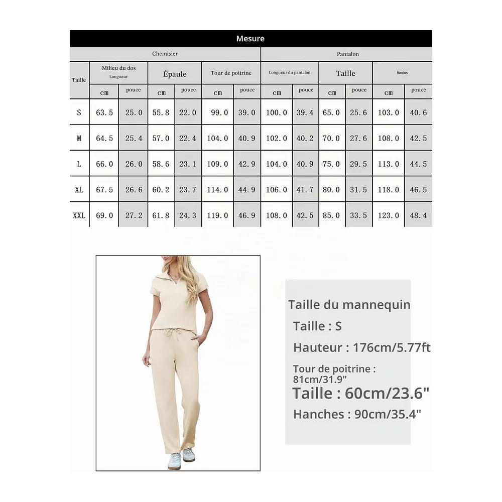 2-Piece Sports Tracksuit Set Jogging Short Sleeve Sports Trousers Casual Yoga — Abricot